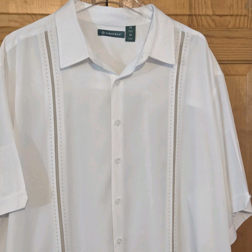 Cubavera Men's XXL White Guayabera Shirt  Short Sleeve Casual Resort